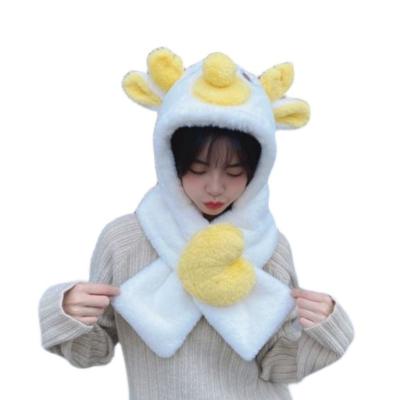 China COMMON Cute Plush Hat Fashion Rabbit Ears Scarf Gloves Hats Outdoor Warm One-Piece Garment 3 Piece Set Scarf Winter Hat for sale