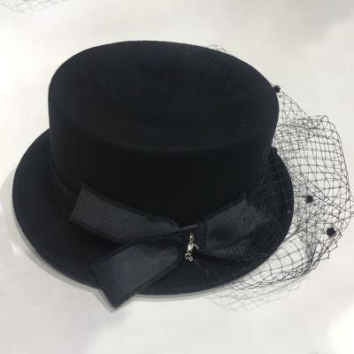 China Fashion Wool Felt Fedora Party Hats Women Fascinator Wool Felt Hat Cocktail Wedding Hats for sale