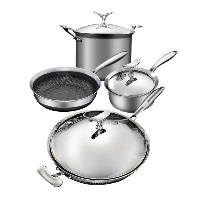 China Sustainable Luxury Multifunctional Cookware Aluminum Nonstick Cookware Sets Cookware Makers Stainless Steel Polishing Handle for sale