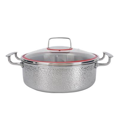 China MRONE SUSTAINABLE 30cm Hammered Hot Pot 316 Stainless Steel Cooking Pots Technology Handmade OEM Customized Box Bulk Piece for sale