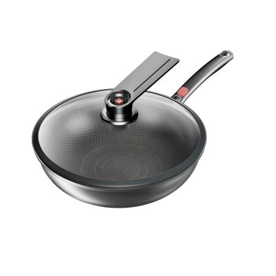 China Non-Stick Viable Chinese Wok Micro Pressure Cooker Stainless Steel Wok With Lids Cover Metal Glass Tempered Pressure Pot for sale