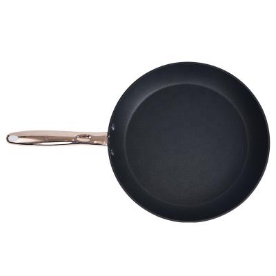 China Traditional Outlet Aluminum Pan Factory Frying Pans Non-stick Brass Kitchenware Frying Pan Packing Design for sale