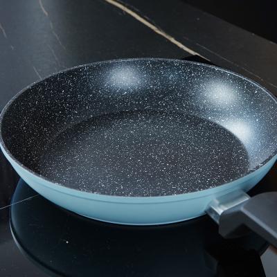 China Wholesale Hot Traditional Aluminum Frying Pan Blue Baking Dishes And Pans With PP Plastic Handle Customized Non Stick Pancake Pan for sale