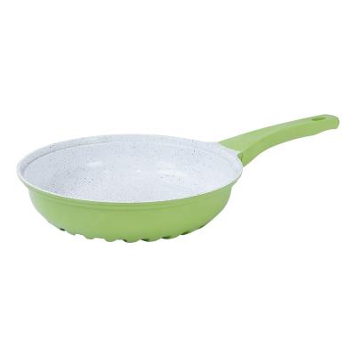 China Amazon Hot Selling Traditional Customized Frying Pans Non Stick Pan With Light Green PP Plastic Lid Cookware Sets for sale