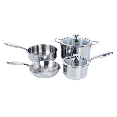 China Sustainable Professional Kitchenware Set Cooking Pots With Three Layer Stick Cookware Non Set 304 Stainless Steel Factory Outlet 6 Pieces for sale