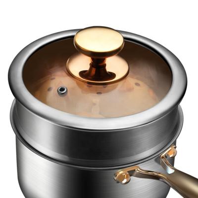 China Wholesale Minimalist Tik Tok Hot Selling Milk Pot With Steam Travel Sauce Pan 304 Stainless Steel High Quality Universal for sale