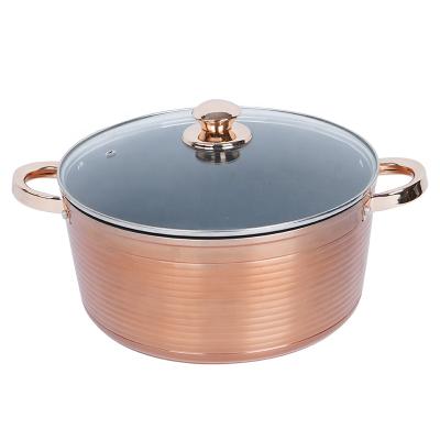 China Wholesale Aluminum Soup Handle Kitchen Pot Universal Hot Viable And Running Large Pots Soup Pot 28cm Double for sale