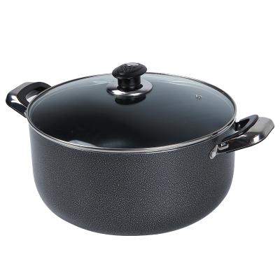 China Amazon Best Seller Sustainable Black Casserole With Lid Eco-Friendly Non-Stick Aluminum Stock Pot Soup Pot for sale