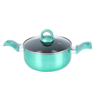 China New Style Viable Press 20cm Aluminum Green High Temperature Resistant Soup & Stock Pots Non-Stick Cooking Pot for sale