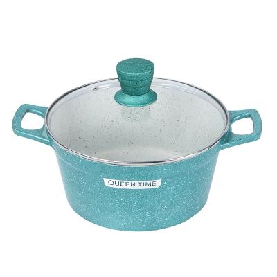 China Viable Wholesale Outlet Die Cast Aluminum Induction Bottom Ceramic Marble Nonstick Soup Pot Cookware for sale