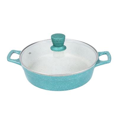 China Durable Stock Pot 28cm Non-Stick Soup Pot With Induction Bottom Ceramic Marble Cookware Die Cast Aluminum Cooking Pot for sale