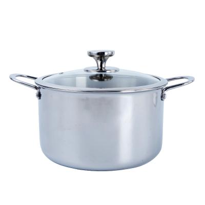 China 26 Cm Sustainable Hot Wholesale Stainless Steel Casserole With Glass Cover Non Stick 3-Ply Soup And Stock Pots Polished Cooking Pot for sale