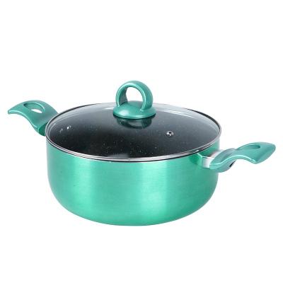 China Hot Selling Sustainable Aluminum Pot Stick Non Press Pot Casserole With Lid Green Soup And Stock Pot For Home Kitchen for sale