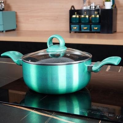 China Sustainable Soup Pots Non Stick Cook Aluminum Pot Press Fashionable Modern Soup and Stock Pots General Use for Gas and Induction Cooker OEM ODM for sale