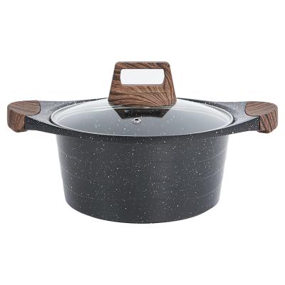 China Sustainable Wholesale Outlet Black Die Eco-friendly Cast Aluminum Soup Pot 24cm Casserole For Home Kitchen for sale