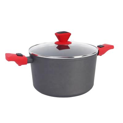 China Sustainable Plant Wholesale Red Forged Aluminum Soup Pots 6.7Qt Non Stick Cooking Pots Casserole With Detachable Handle for sale