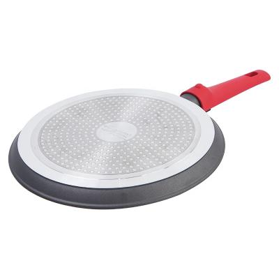 China Factory Direct Supplier Kitchen Viable 10.2 Inch Pizza Pan With Handle Detachable Stick Forged Aluminum Pancake Pan Round Baking Pan No for sale