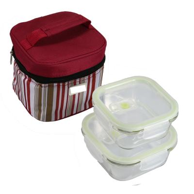 China Wholesale Freshness Preservation China Food Grade Glass Food Storage Container With Thermal Bag, Fruit Storage Box With Lids for sale