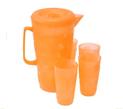 China 2020 Viable Factory Wholesale Custom Logo China Orange Tea Pitcher Cheap Drinking Plastic Jug With Cups for sale