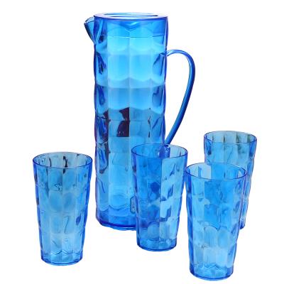 China Sustainable Drinkware Custom Printed Light Blue Plastic 2L Water Jugs With Lids And Cups Set for sale