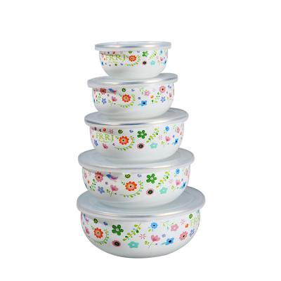 China Viable Plant Flower Best Wholesale Camping Enamel Storage Container Enamel Salad Bowl Set for sale