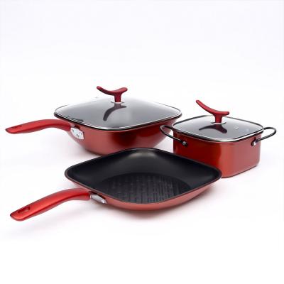 China Sustainable Kitchen Cookware Aluminum Nonstick Frying Pan, Eco-friendly Frying Pan Set, Soup Pot With Handle for sale