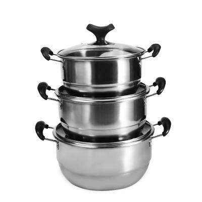 China 2020 Sustainable factory wholesale hot new stainless steel ss410/201 pot soup sauce cookware set eco-friendly for sale