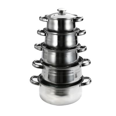 China 2020 Wholesale Best Viable Factory New 5pcs Selling Stainless Steel Kitchen Pot Stock Pot With Glass Lid for sale