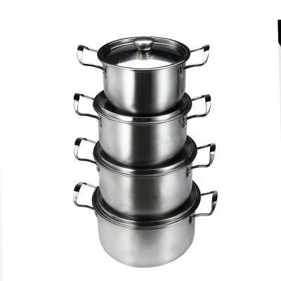 China Wholesale 4pcs sustainable factory stock stainless steel ss410/201 hot pot cooking casserole set for sale