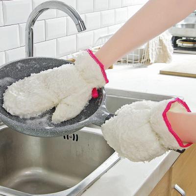 China Household Glove Modern Life Household Dishwashing Gloves Bamboo Fiber and Velvet Dishwashing Gloves Kitchen Supplies Waterproof Cleaning Cloth for sale