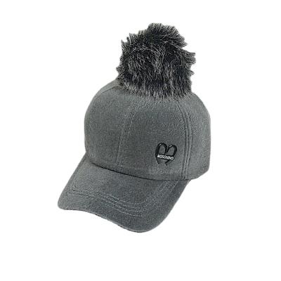 China JOINT Autumn and winter mink fur ball pompoms Off-the-shelf ladies refine sports hat fashionable baseball cap for sale