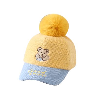 China Soft Hand Feeling Kids Hats Covers Toddler Kids Baby Winter Warm Wool Knit Warm Fur Pom Pom Flip Cap Hat Logo Winter Hat skullcap for sale