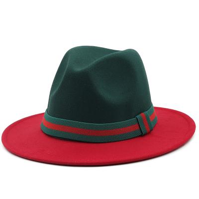 China Character Two Color Men Women Fedora Hats With Buckle Fedora Hat Faded Floppy Hat Fedora Hats With Belt for sale