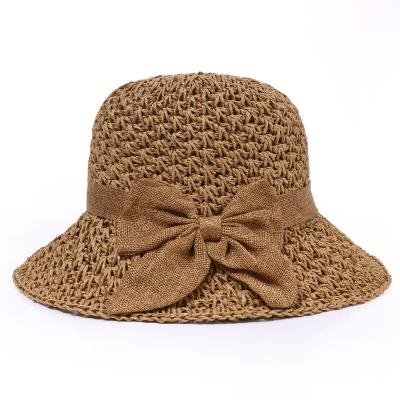 China Street style summer women's straw hat with fashion design big bow women's straw hat from China factory for sale