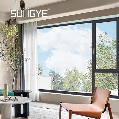 China Custom Narrow Quadruple Aluminum Casement Bathroom Magnetic Thermal Corner Aluminum Window Cutoff Screen for sale