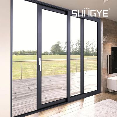 China Sound Insulation Pivot Slide Glass Door Outdoor Frameless Grill Door Aluminum Metal Security Waterproof Door Best For Patio for sale