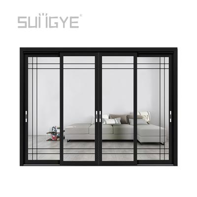 China Sound Insulation Art Style Metallic Hurricane Impact Resistant Doors Still Clean Living Room Slide Door for sale