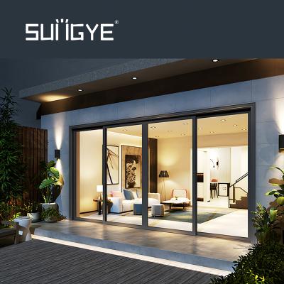 China Sound Insulation Glass Double Sliding Patio Doors Internal Exterior Kitchen Fiberglass UK Full View Glass Storm Doors for sale