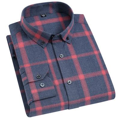 China Anti-pilling 2021 new middle-aged and older men's fiber casual slim fit shirt bamboo plaid for sale