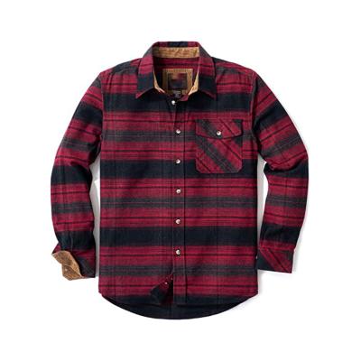 China Anti-pilling plastic utility line men's plaid flannel shirt with high quality for sale