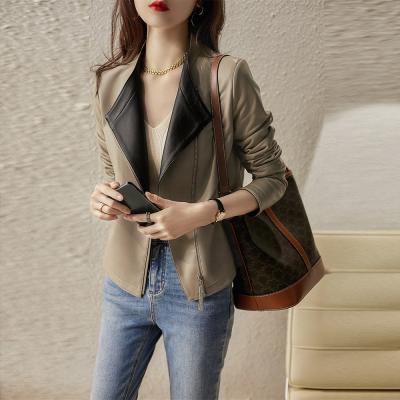 China 2022 New Autumn Leather Jacket Short Female Support-collar sheepskin QUICK DRY for sale