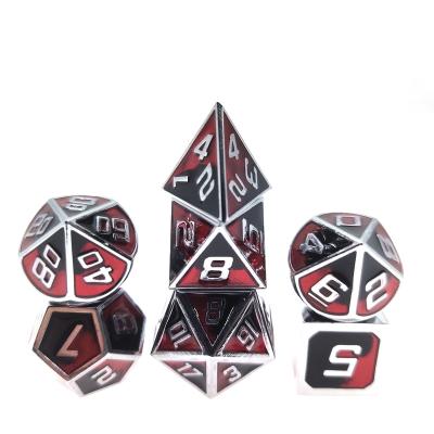 China Wholesale dnd metal dice set bulk dice black red black new fashionable high quality custom dice Chrome edge for sale