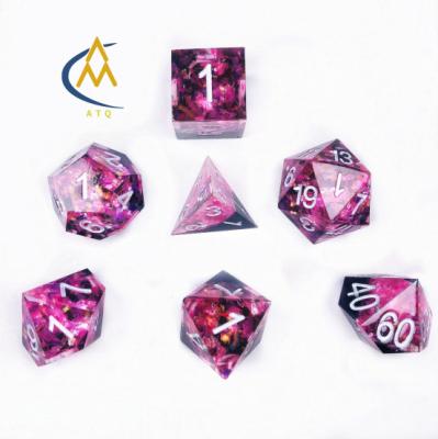 China Luxury High Quality Custom Pointed Resin Dies DND Polyhedral Tide Pink Princess Boxed Game Die Set for sale