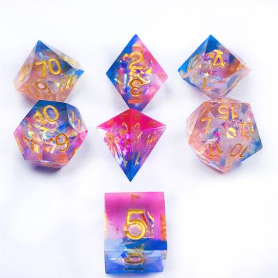 China Hot Wholesale Custom Pointed Corner Game Dies Polyhedral RPG Dice Resin Dice Board Game Accessories Set Colorful Game for sale