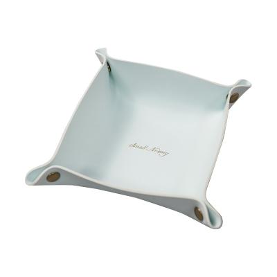 China Foldable Leather Box Tray Printed Logo Storage Tray Home Jewelry Storage Basket Minimalist Factory Sale for sale