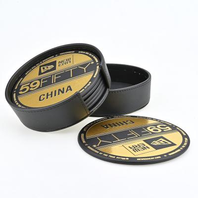 China Minimalist High Quality Leather Coaster Set Custom Coaster For Tea Set Coffee Coaster With Logo for sale