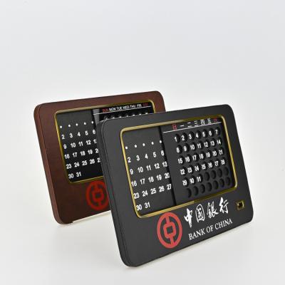 China Wholesale Wooden Perpetual Calendar Table Calendar Daily Leather Calendar Customs Office Desk Calendar Home Accessories for sale