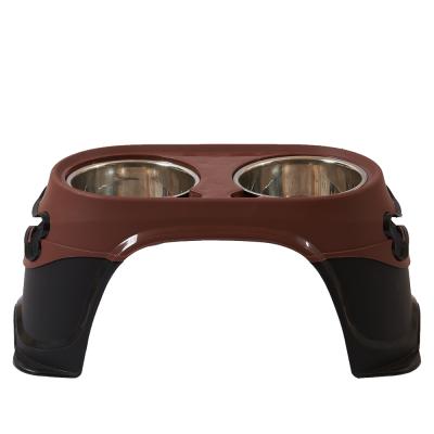 China Best Non-automatic Selling Anti Ant Detachable Plastic Double Bowl Pet Feeding Bowl for sale