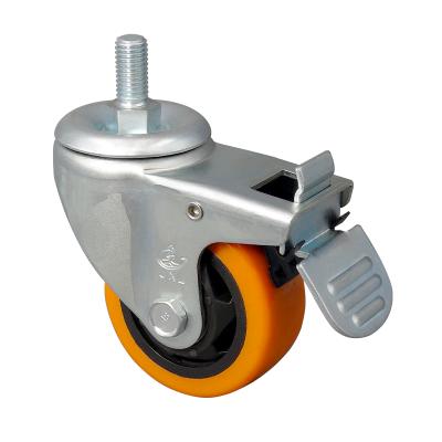 China Orange PIVOT JXL Double Ball Bearing PU Ball Bearing Casters Equipment Tool Car 3