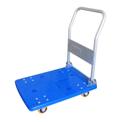 China Plastic Foldable Luxury Blue Custom Car Storage Easy Folding Platform Cart Mobile Cart for sale